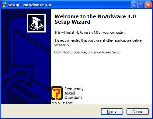 מסך ברוכים הבאים להתקנה,NoAdware 4.0 