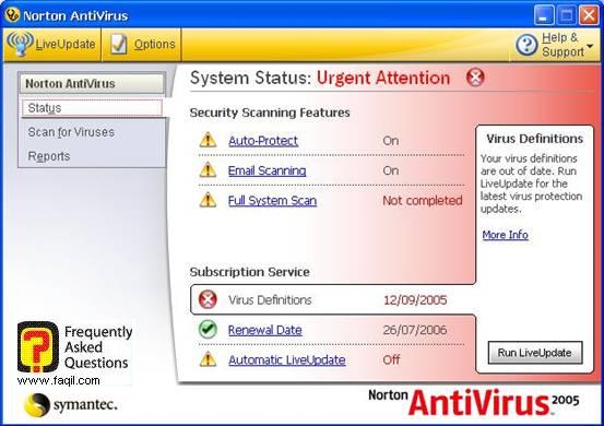 מצב ביניים ,האנטיוירוס נורטון 2005|Norton Anti Virus 2005 