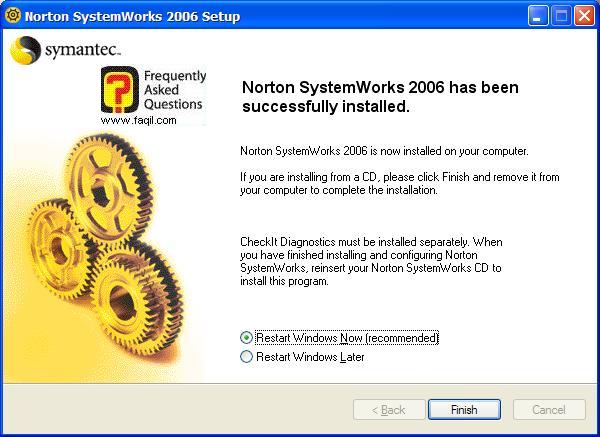 ההתקנה הסתיימה, Norton SystemWorks 2006  