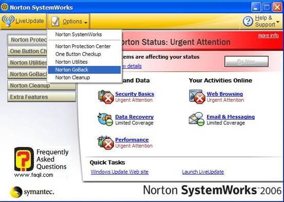 לשונית  Norton GoBack, בNorton SystemWorks 2006  