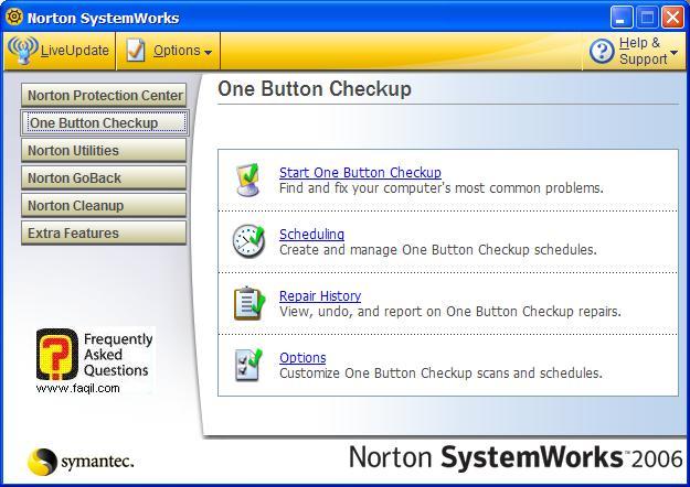 שירות One Button Checkup, בNorton SystemWorks 2006  