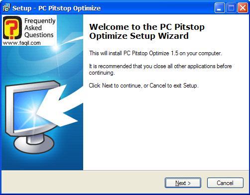 מסך ברוכים הבאים להתקנה,PC Pitstop Optimize 