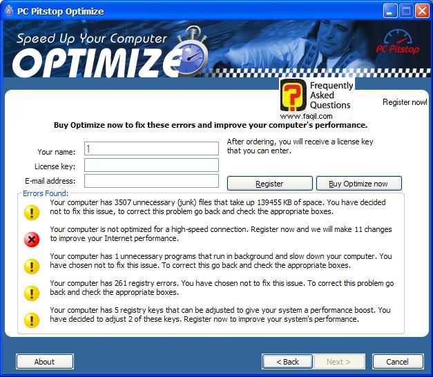 אם רכשתם את התוכנה , תוכלו לבצע את השיפורים ,PC Pitstop Optimize 