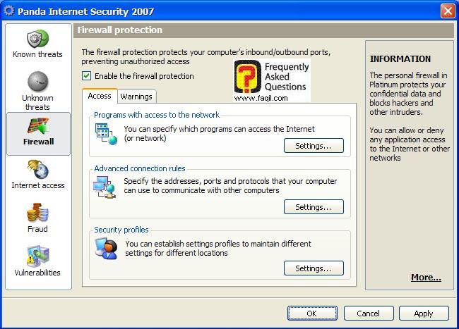 לשונית חומת אש,Panda Internet Security 2007