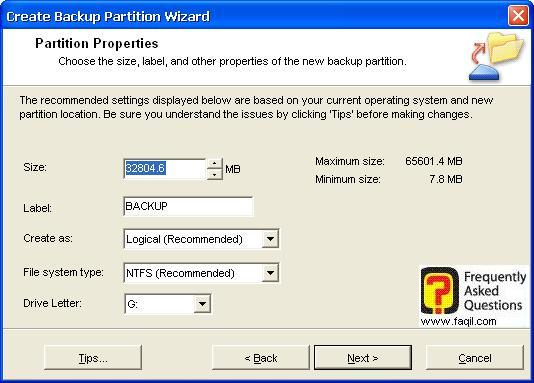 נבחר בכמה לגבות,תוכנת  Partition Magic