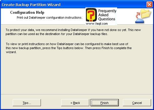 הודעת סיום אשף,תוכנת  Partition Magic