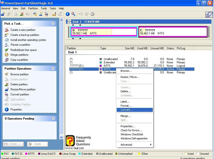 שינוי פורמט מחיצה,תוכנת  Partition Magic