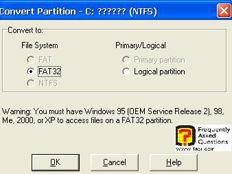 בחירת השינוי הרצוי,תוכנת  Partition Magic