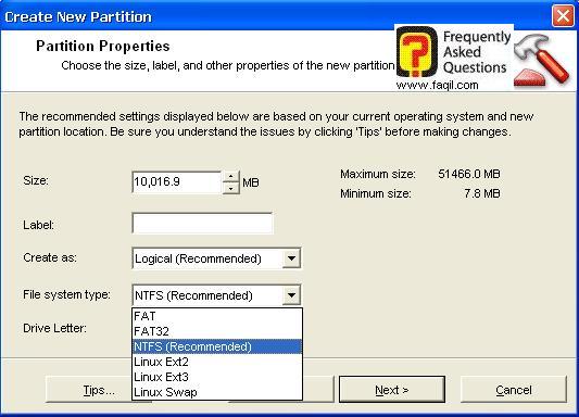 בחירת אות לכונן החדש,תוכנת  Partition Magic