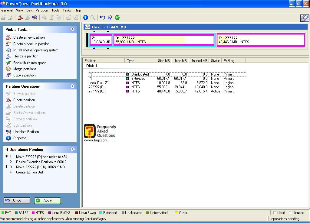 מסך ראשי לאחר חלוקה,תוכנת  Partition Magic