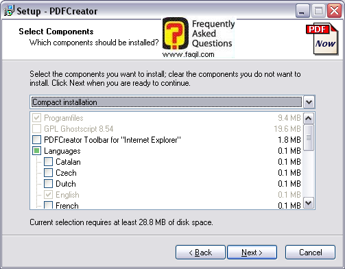מסך אילו ישומים יותקנו , תוכנת PDFcreator