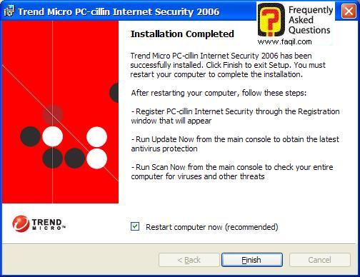 ההתקנה הושלמה, PC cillin  