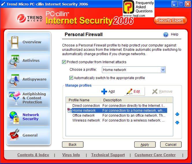 עריכה, בPC cillin  
