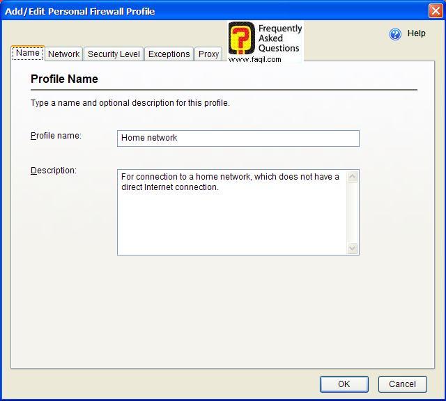 לקבוע שם ותיאור לפרופיל חומת האש, בPC cillin  