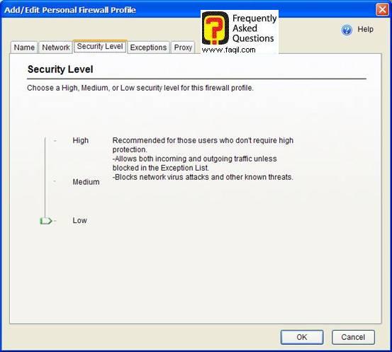 רמת האבטחה של החומת אש, בPC cillin  