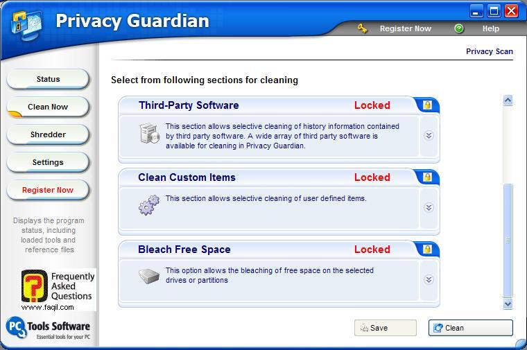 אפשרויות  ניקוי נוספות, Privacy Guardian