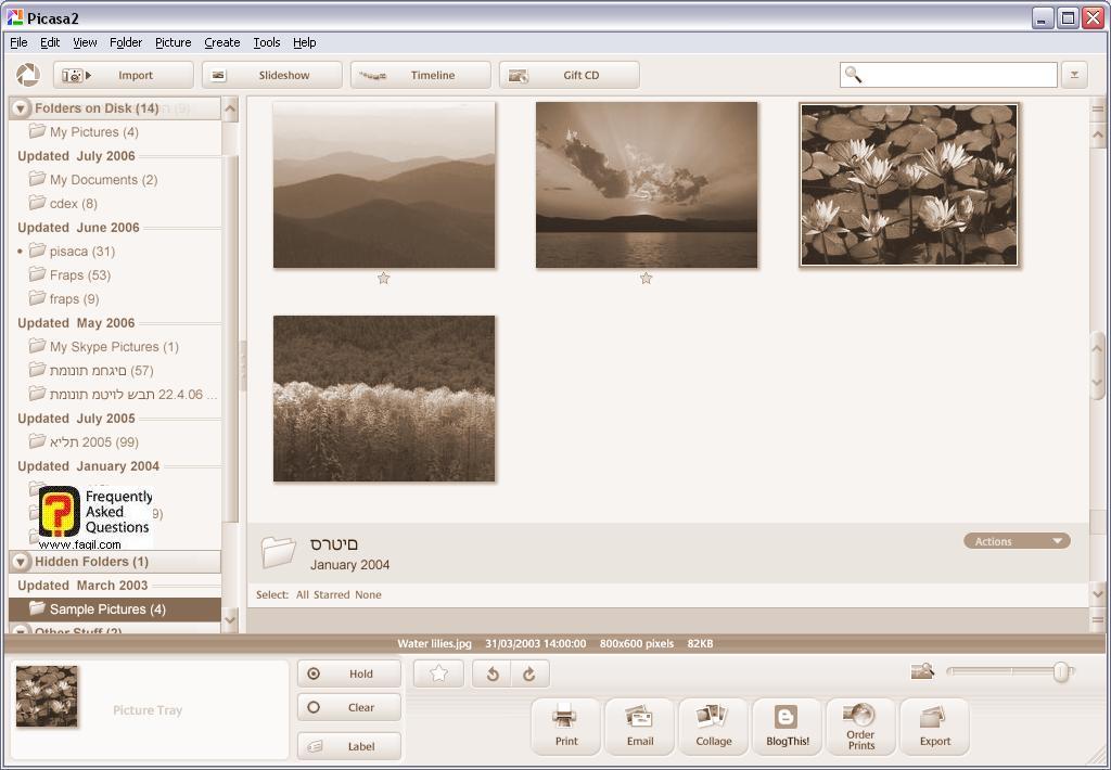 תצוגת sepia  ,תוכנת  picasa