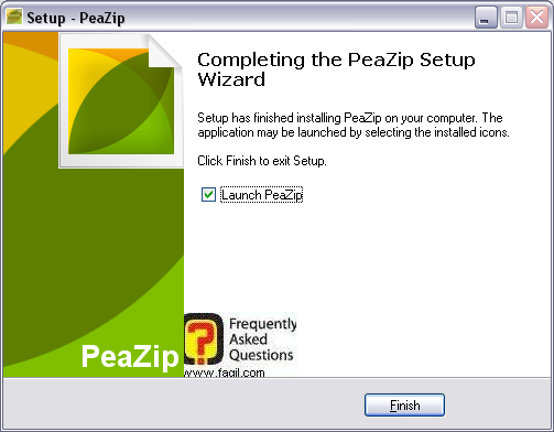 ההתקנה הסתיימה,לתוכנה peazip