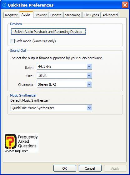 לשונית אודיו,Quick Time 