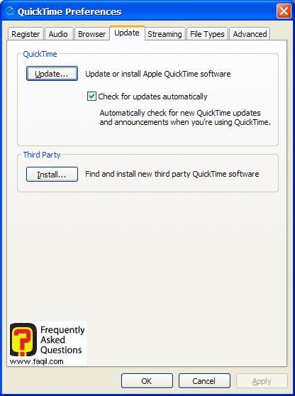 עדכון התוכנה,Quick Time 
