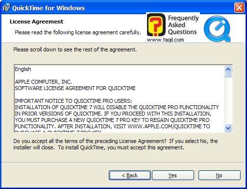 מסך תנאי שימוש להתקנה,לQuick Time 