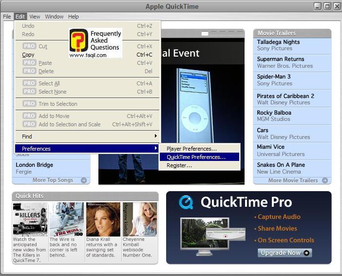 מאפיינים,Quick Time 