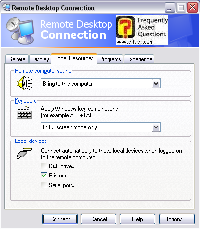 הגדרות משאבים מקומיים,remote desktop 