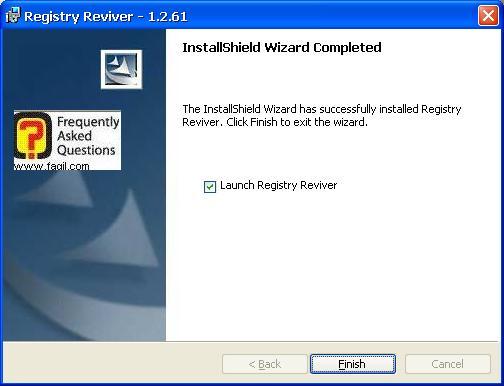 מסך סיום ההתקנה, תוכנת Registry reviver   