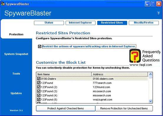 הגנה על אינטרנט אקספלורר,SpywareBlaster