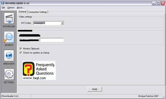 הגדרות,תוכנת vdownloader