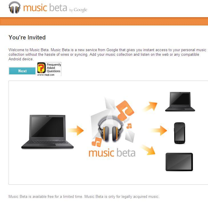 גוגל מוזיקה-יש ללחוץ הבא, כדי שיופיע תחילת השירות