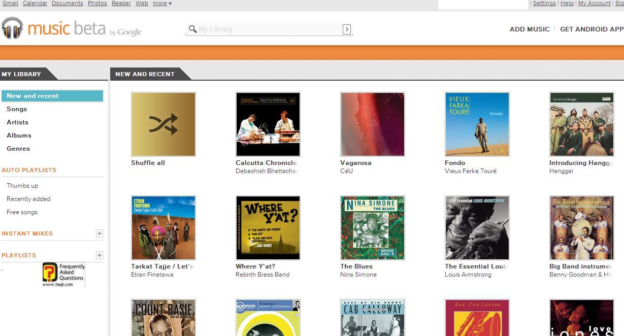 גוגל מוזיקה-העמוד הראשי של השירות