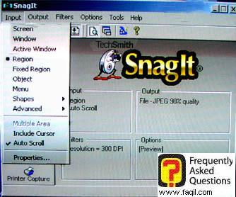 הקש על Input,וכוון ,תוכנת Snagit