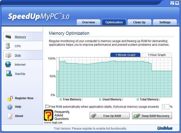 מידע על זיכרון,תוכנת SpeedUpMyPC