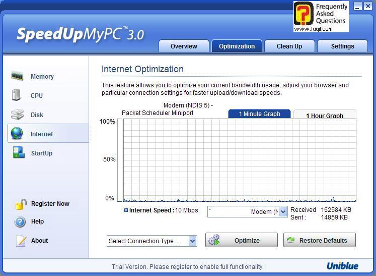 מידע על אינטרנט,תוכנת SpeedUpMyPC