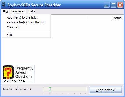 אפשרות file,בFile Shredder 