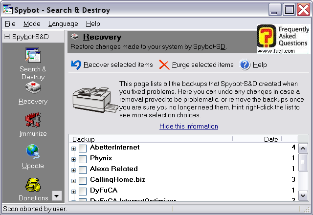 אופציית שחזור,Spybot Search & Destroy 1.3 