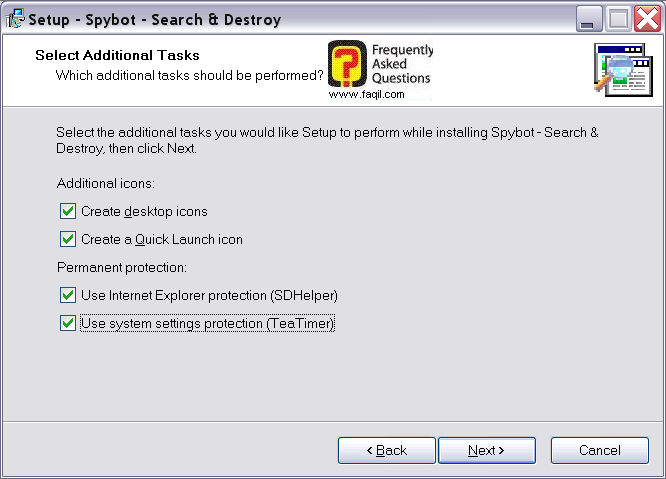 מסך יצירת אייקונים בהתקנה,Spybot Search & Destroy 1.3 