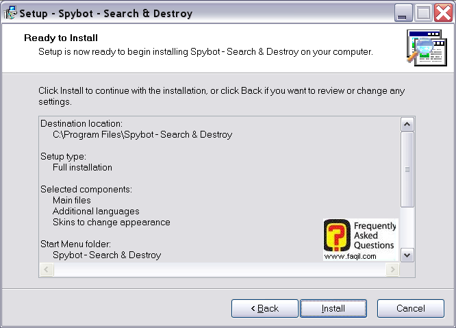 מסך קרא לפני התקנה,Spybot Search & Destroy 1.3 