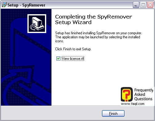 ההתקנה הסתיימה,תוכנת SPYREMOVER