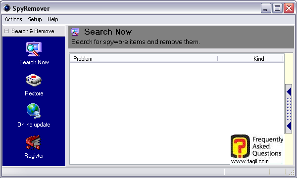 החלון הראשי,תוכנת SPYREMOVER