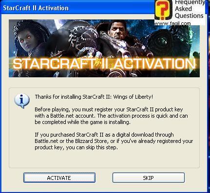 שואל אתכם אם להירשם או לא לבאטל.נט, בחרו ב-activate, בזמן שמתקין לכם סטארטקראפ 2