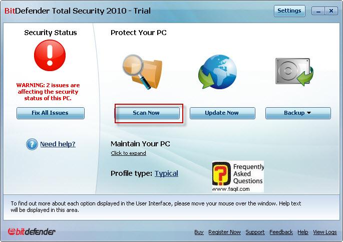לסרוק באנטיוירוס,BitDefender Total Security 2010 