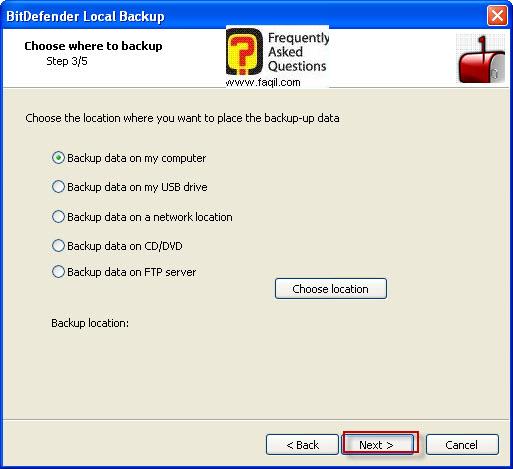 בחירה במה שאתם הייתם רוצים לגבות,BitDefender Total Security 2010 