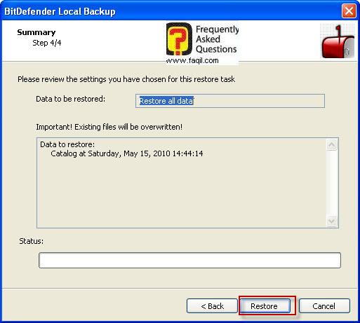בחירה בשיחזור,BitDefender Total Security 2010 
