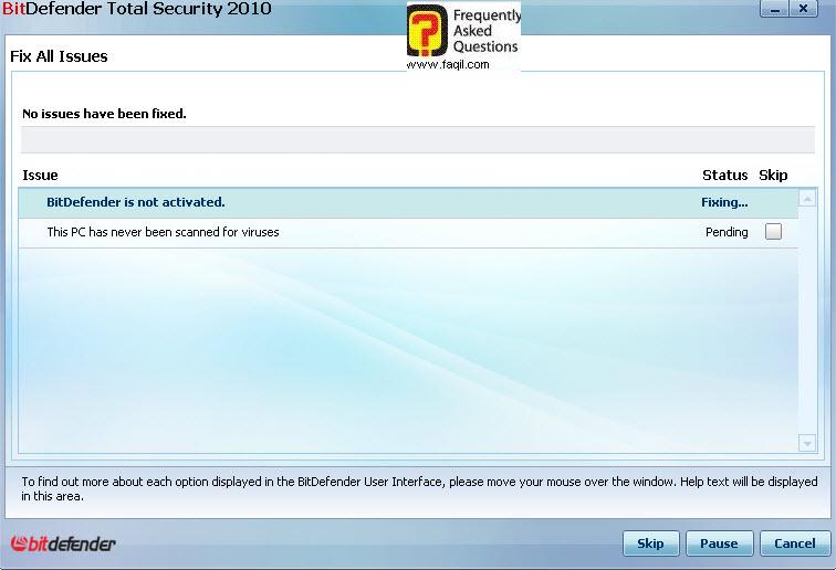 בחירה בתיקונים הנדרשים ,BitDefender Total Security 2010 