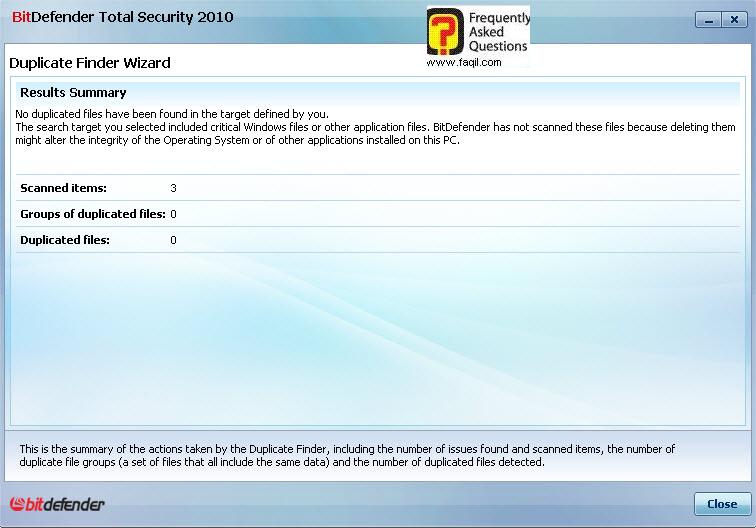 בודק שכפול קבצים,BitDefender Total Security 2010