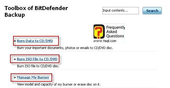 אפשרויות צריבה ,BitDefender Total Security 2010 