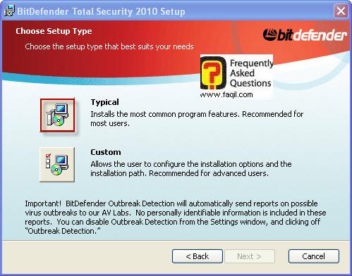 בחירת סוג ההתקנה,BitDefender Total Security 2010 