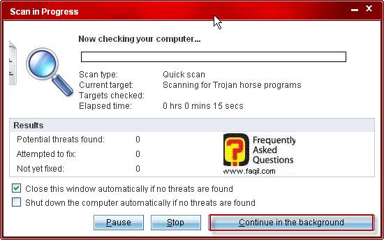 דוגמה לסריקה מהירה, TrendMicro AntiVirus plus AntiSpyware 2010